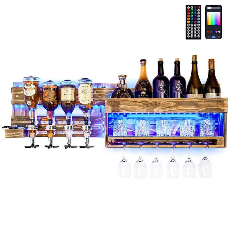 Yorbay LED-beleuchtetes Weinregal mit Getränkespender