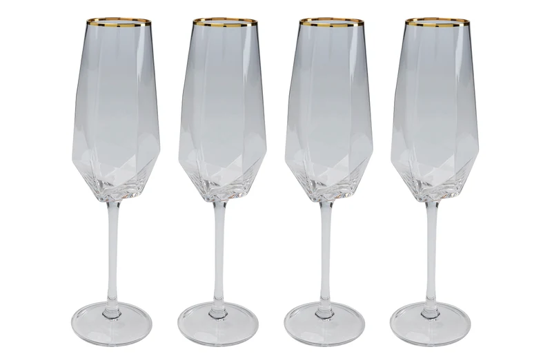 Sektglas Diamond Gold Rim (4/tlg.)