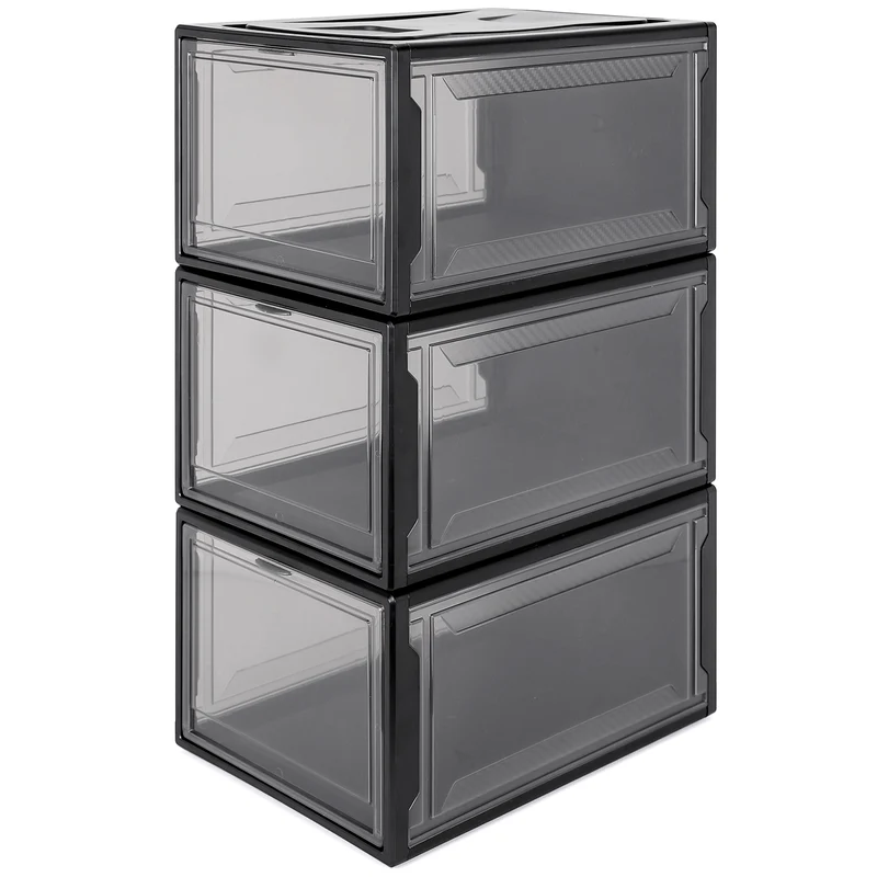 Yorbay Schuhbox, schwarz L, 3er / 12er Set