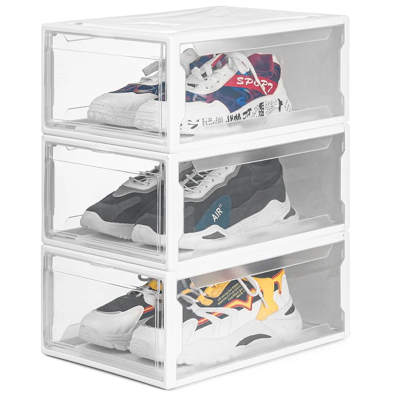 Yorbay Schuhbox, weiß S / L, stapelbar, bis Größe 48