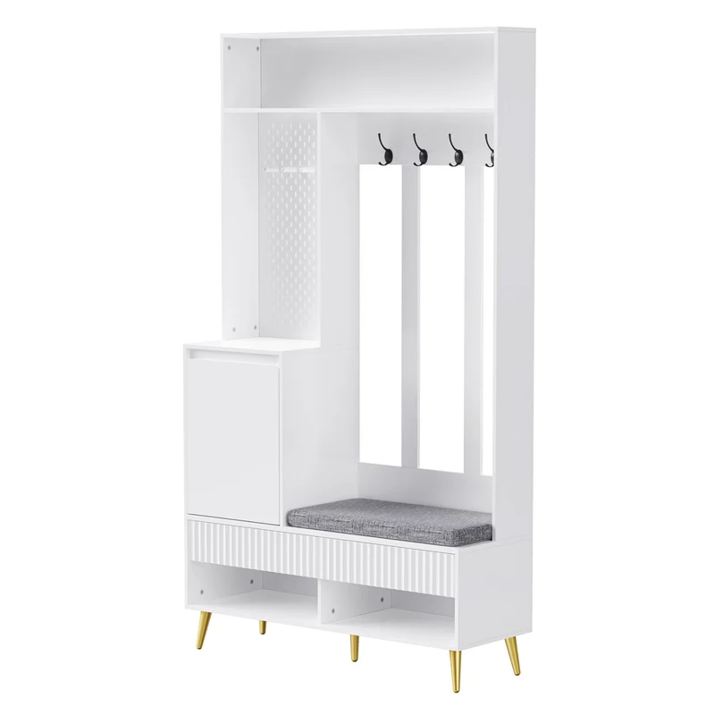 Garderoben-Set mit Sitzbank, Schubladen und 4 Kleiderhaken