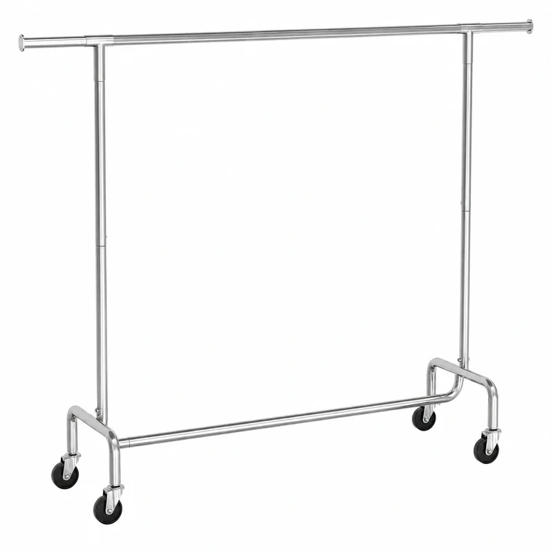 SONGMICS Rollbarer Kleiderständer, Höhenverstellbar, Bis 110 kg Tragkraft, Verchromtes Metall, Silber