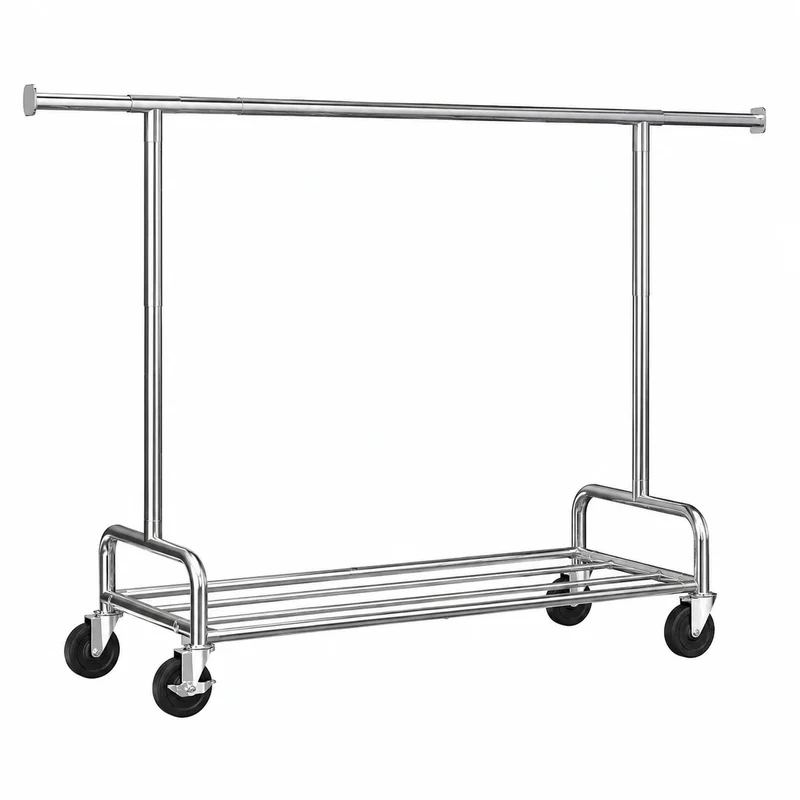 Robuster Kleiderständer mit Rollen, ausziehbare Metallstange, hohe Belastbarkeit bis 140kg