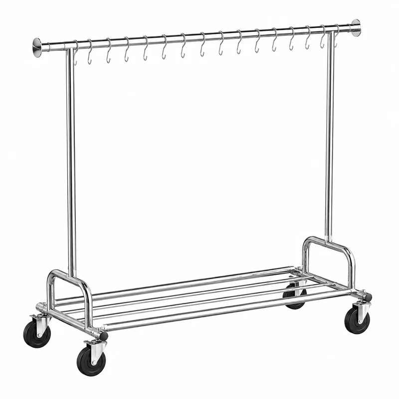 Robuster Kleiderständer auf Rollen, ausziehbar, Metall, bis 150 kg Tragkraft