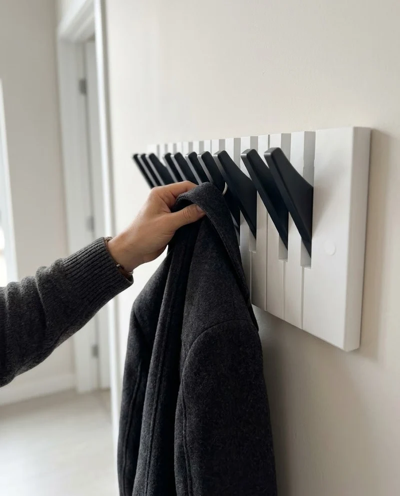 Wooden Piano Keys Coat Rack