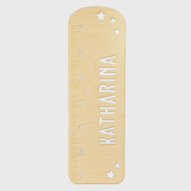 Messlatte für Kinder - Personalisiert mit Name - Sterne Motiv | ca. 72 x 23 cm, Holz | Geschenk fürs Kind