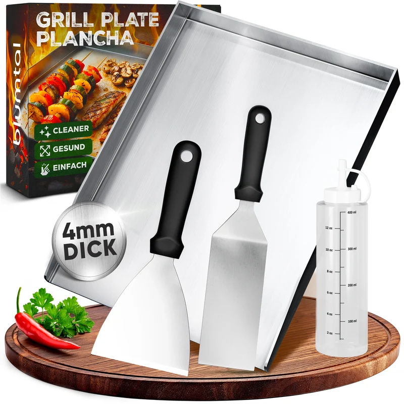 PLANCHA GRILLPLATTE TORSTEN im Set - inkl. Spachtel & Ölflasche