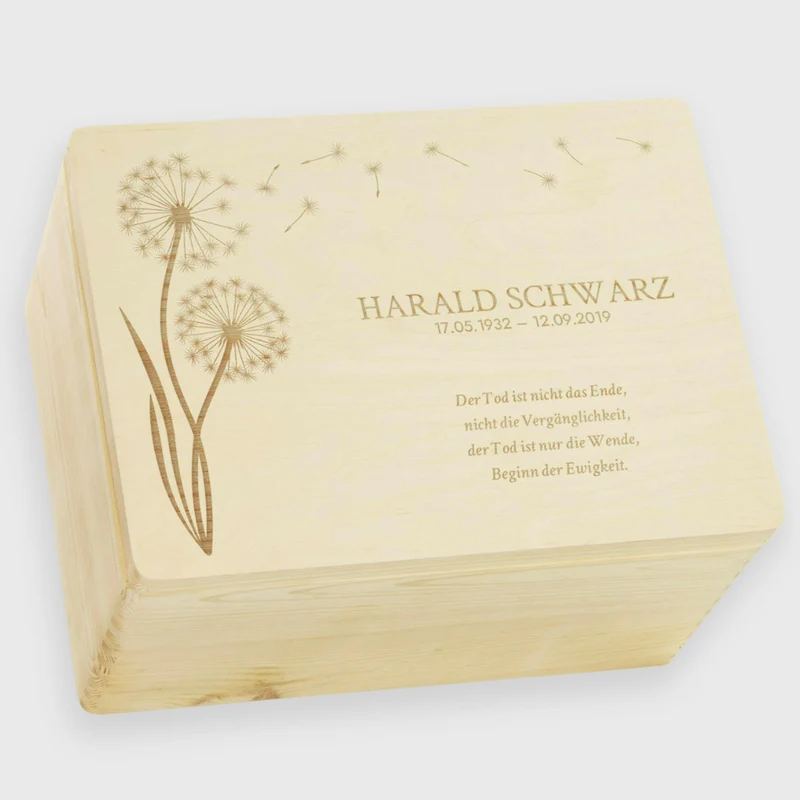 Erinnerungskiste an geliebte Menschen - Personalisiert - Pusteblume Motiv - Natur, FSC®