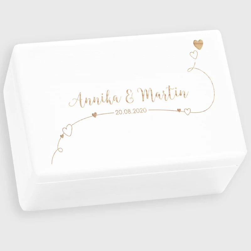 Erinnerungsbox zur Hochzeit - Willich - Hochzeitskiste personalisiert mit Gravur - Holzkiste Weiß, FSC®️ | Erinnerungskiste Holzbox Erinnerung