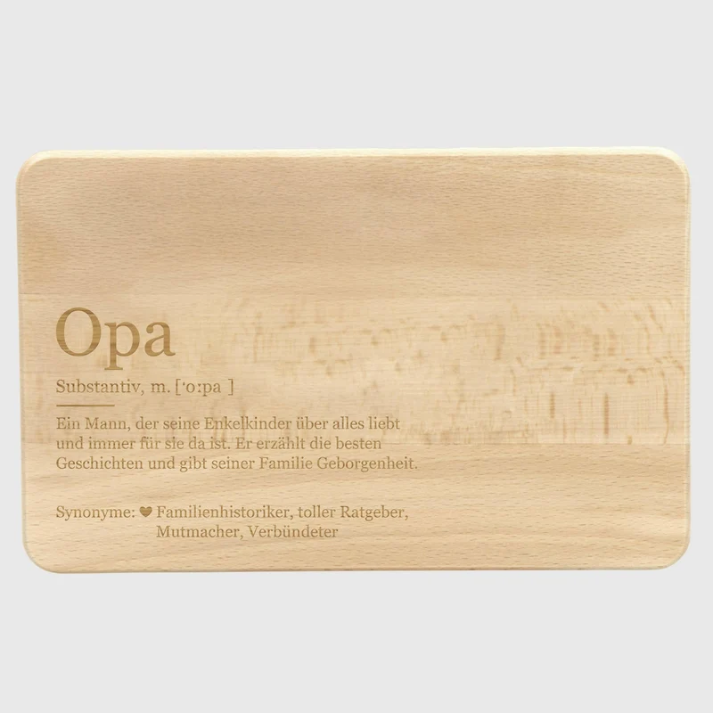 Frühstücksbrettchen aus Holz - Geschenk für Opa | Geschenk für Opi Großvater zum Geburtstag, Namenstag & Weihnachten, ca. 24 x 15 cm