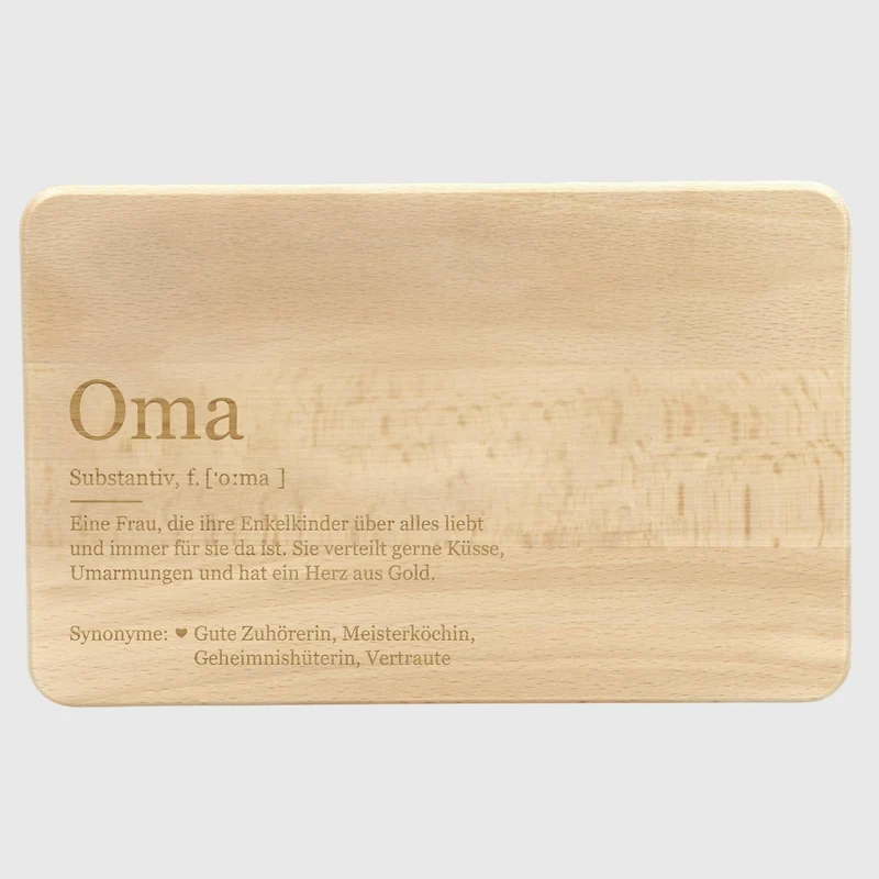Frühstücksbrettchen aus Holz - Geschenk für Oma | Geschenk für Omi Großmuter zum Geburtstag, Namenstag & Weihnachten, ca. 24 x 15 cm