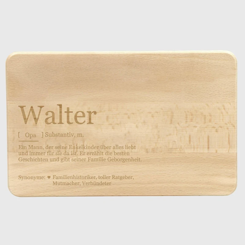 Frühstücksbrettchen mit Gravur - Personalisiert mit Namen - Opi Großvater Lexikon | Holz, Natur, FSC® - Geschenk für Opa zum Geburtstag & Weihnachten