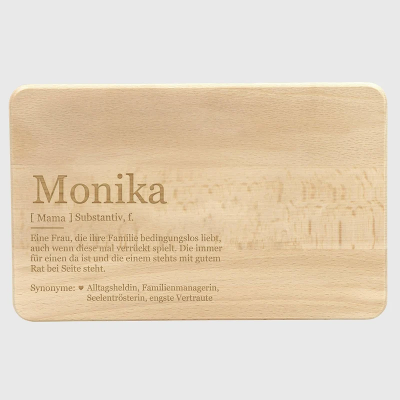 Frühstücksbrettchen mit Gravur - Personalisiert mit Namen - Mama Alltagsheldin Lexikon | Holz, Natur, FSC® - Geschenk zum Muttertag, Geburtstag