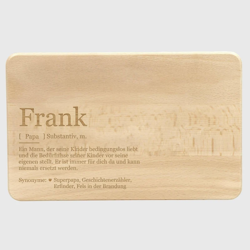 Frühstücksbrettchen mit Gravur - Personalisiert mit Namen - Papa Superheld Vater Lexikon | Holz, Natur, FSC® - Geschenk zum Vatertag & Geburtstag