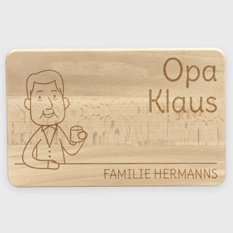 Frühstücksbrettchen mit Gravur - Personalisiert mit Namen - Großvater "Unsere Familie" | Holz, Natur FSC® - Geschenk für Opa zum Geburtstag