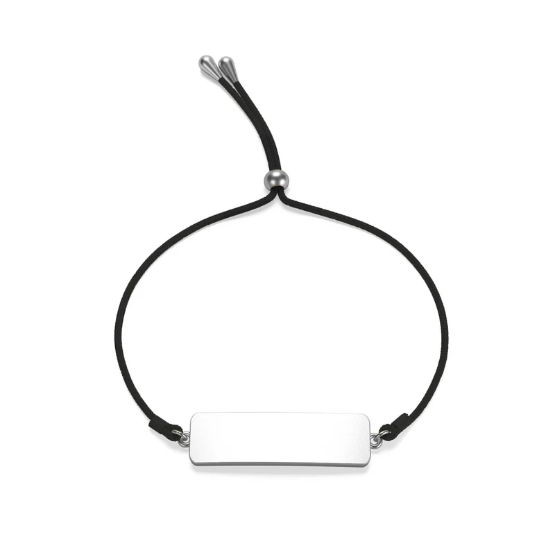 Custom rectangle cord bracelet silver