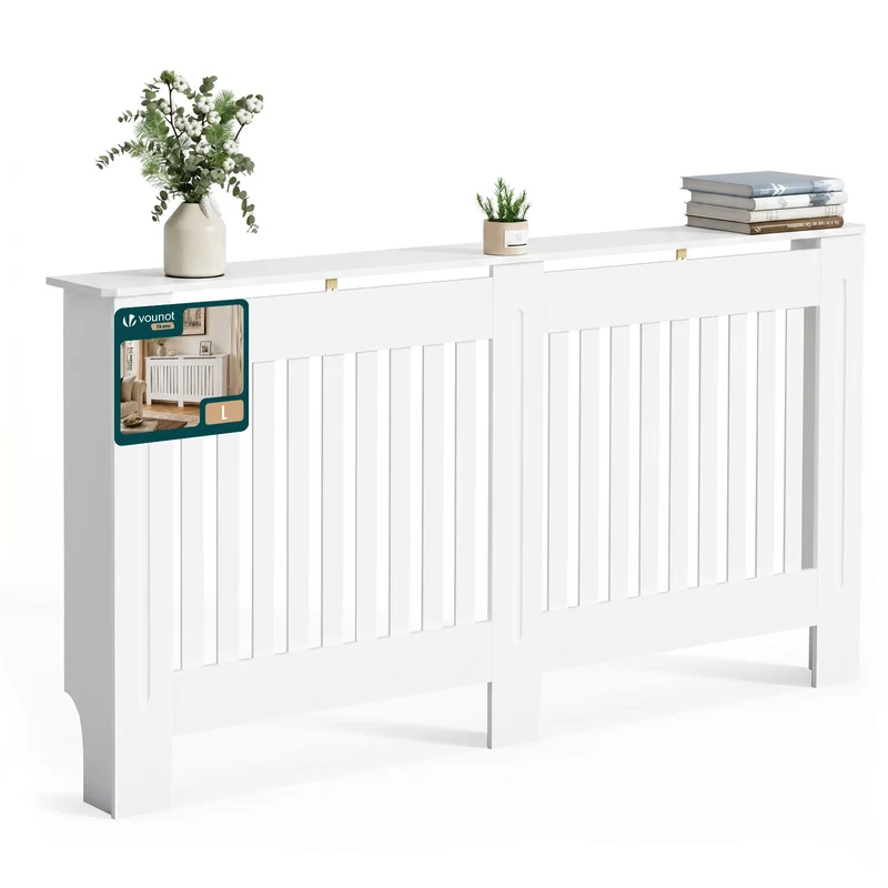Heizkörperverkleidung 152x19x82 cm Heizkörperabdeckung Weiß