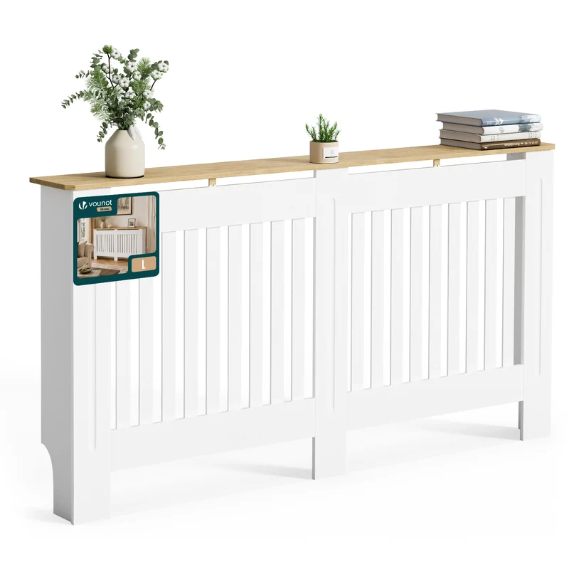 Heizkörperverkleidung 152x19x82 cm Heizkörperabdeckung Weißeiche