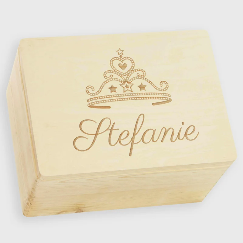 Holzkiste mit Gravur - Personalisiert - Königin Motiv - Natur - Holz FSC®
