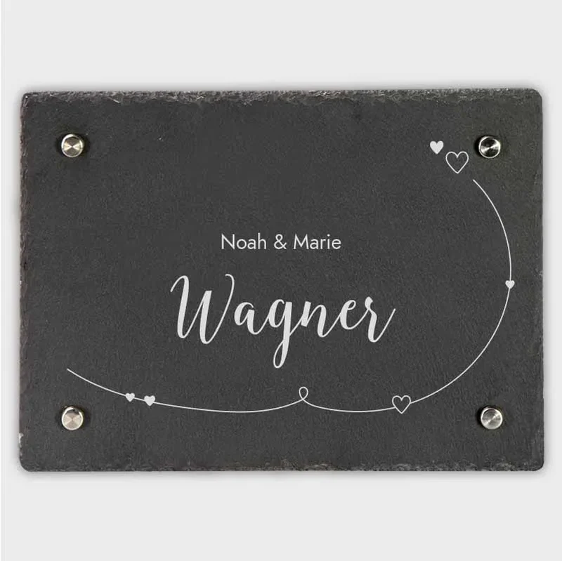 Türschild Personalisiert - Druck mit Name & Familie - Hausschild Willich - 3 Größen | Namensschild Schiefer zur Wandmontage