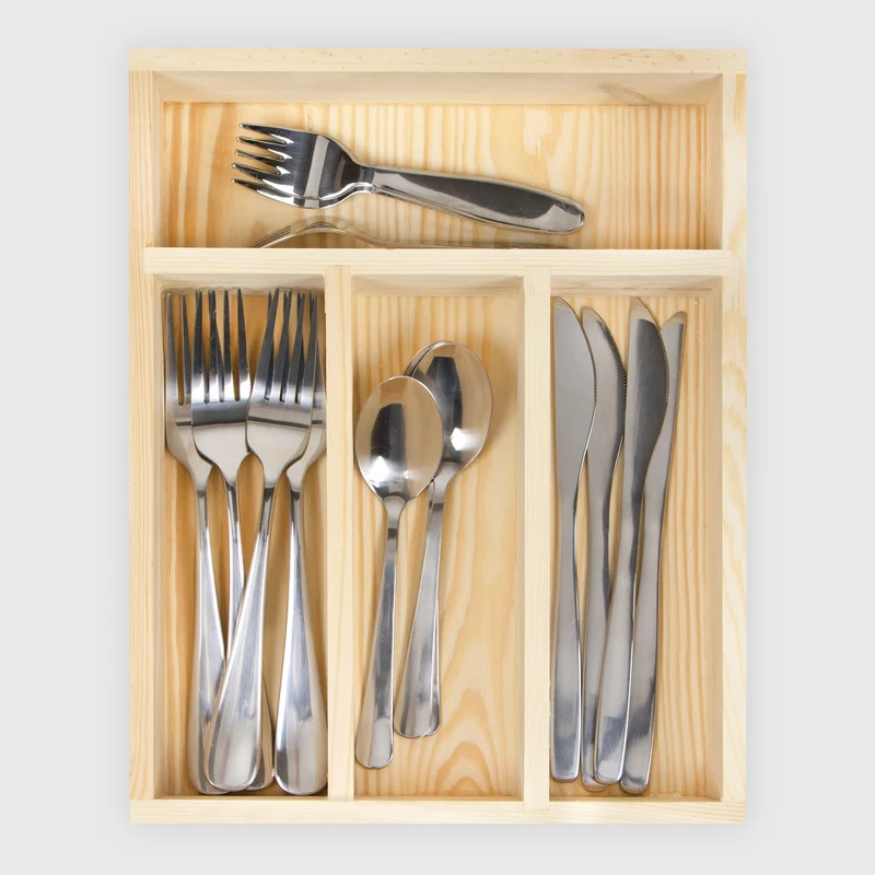 Besteckkasten aus Holz - 4 Fächer