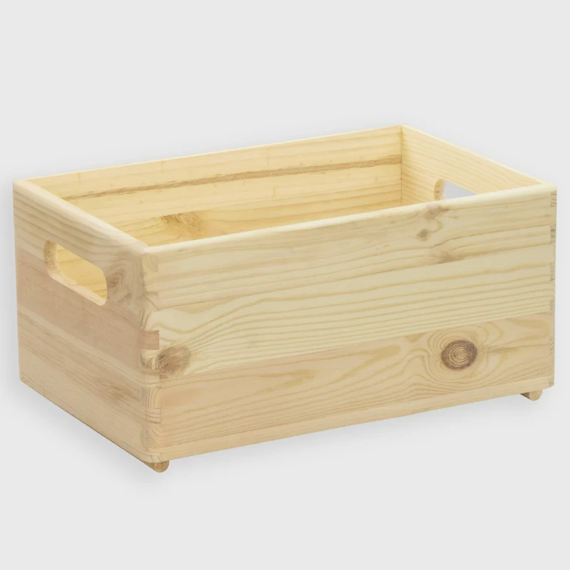Holzkiste ohne Deckel mit Griffen - Aufbewahrungsbox Groß & Klein| Allzweckkiste aus Holz Natur unbehandelt, Holzbox unlakiert, FSC® - diverse Größen