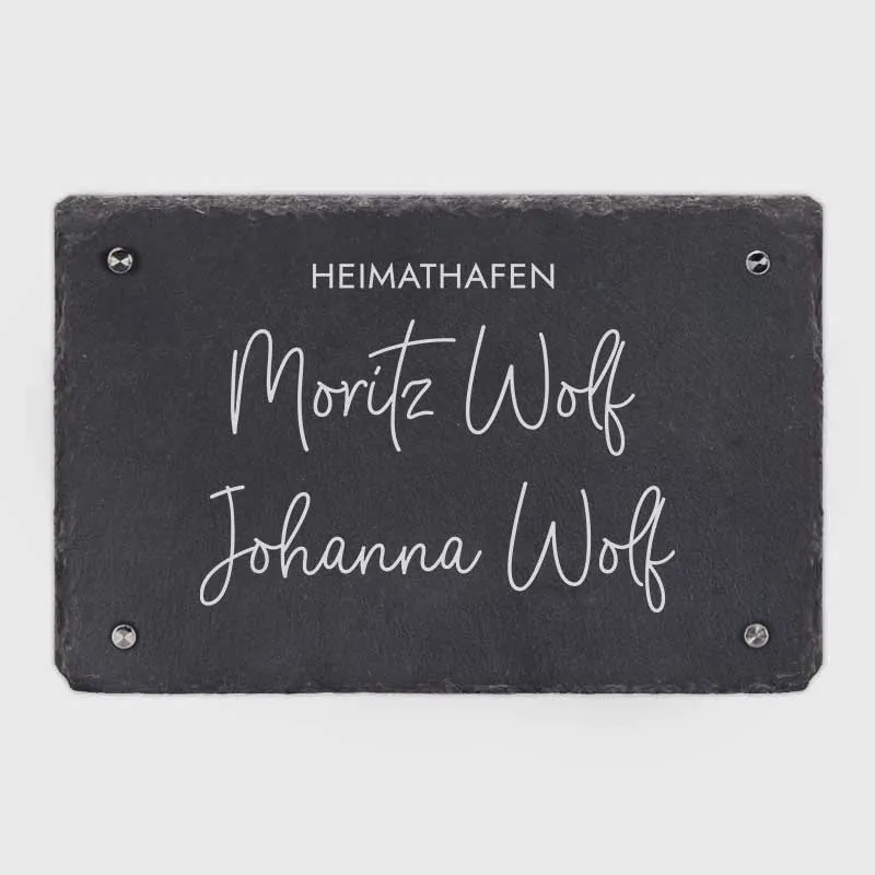 Türschild Personalisiert - Druck mit Name & Familie - Hausschild Niers - 2 Namen - 3 Größen | Namensschild Schiefer zur Wandmontage