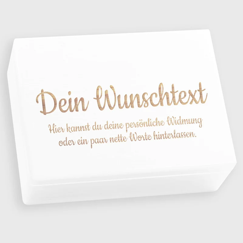 Erinnerungsbox Personalisiert mit Wunschtext Gravur - Geschenkkiste & Holzbox | Holz Kiste Weiß FSC® - Holzkiste mit Deckel & Wunschgravur