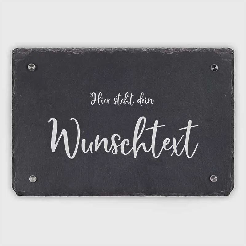 Türschild Personalisiert - Druck mit Name & Familie - 3 Größen | Hausschild mit Wunschtext | Namensschild Schiefer zur Wandmontage