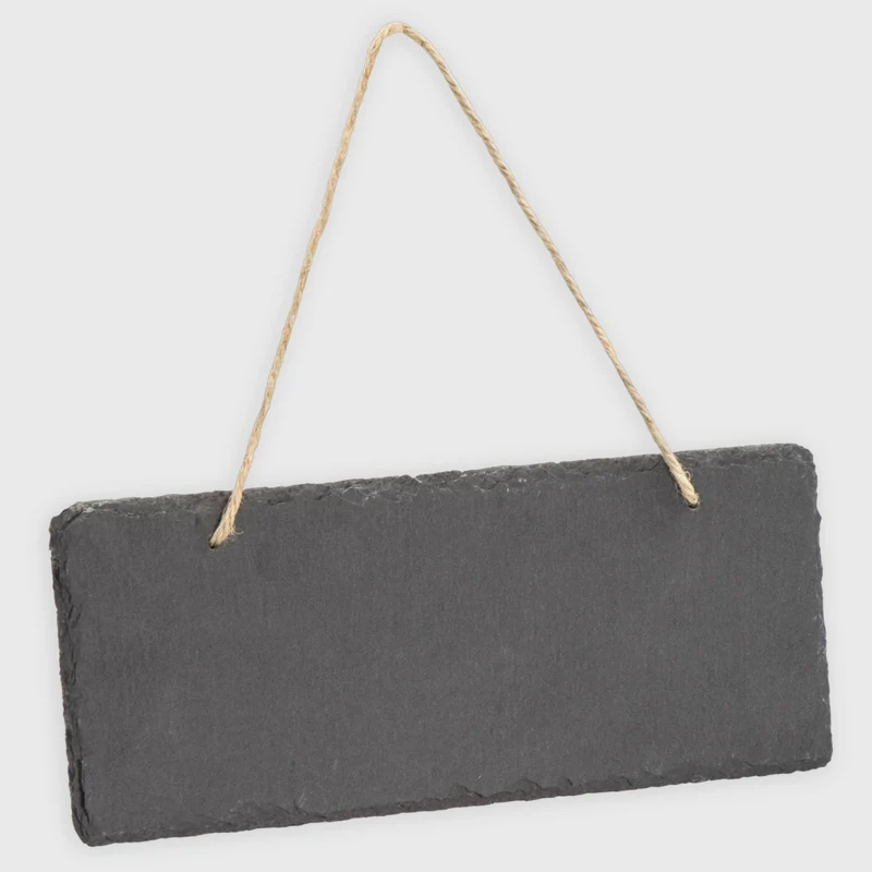 Schiefertafel zum Beschriften und Aufhängen | Schiefer mit Kordel zum Aufhängen, ca. 25 x 10 cm mit - Schiefertafel mit Halteseil