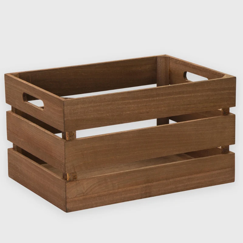 Holzkiste mit Griffen - Braun