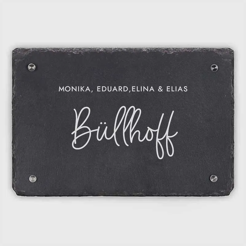 Türschild Personalisiert - Druck mit Namen & Familie - Hausschild Niers - 1 Name - 3 Größen | Namensschild Schiefer zur Wandmontage