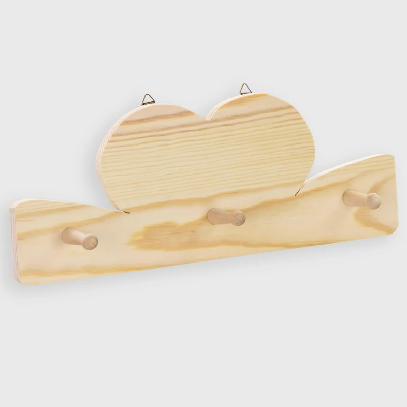Hakenleiste aus Holz - mit 3 Garderobenhaken - FSC®