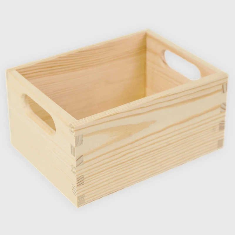 Holzkiste ohne Deckel - mit Griffen - Natur