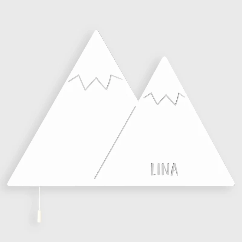 Schlummerlicht Baby mit Namen - Kinder Nachtlicht Personalisiert - Berge & Adventure | LED Holz Lampe