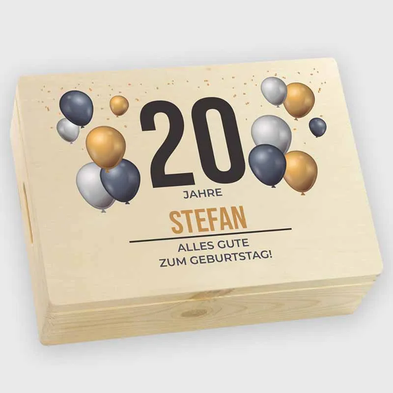 Personalisierte Erinnerungsbox mit Wunschtext - Geschenkkiste & Holzbox | Geschenk zum Geburtstag & Jubiläum - Natur, ca. 40 x 30 x 14 cm, FSC®