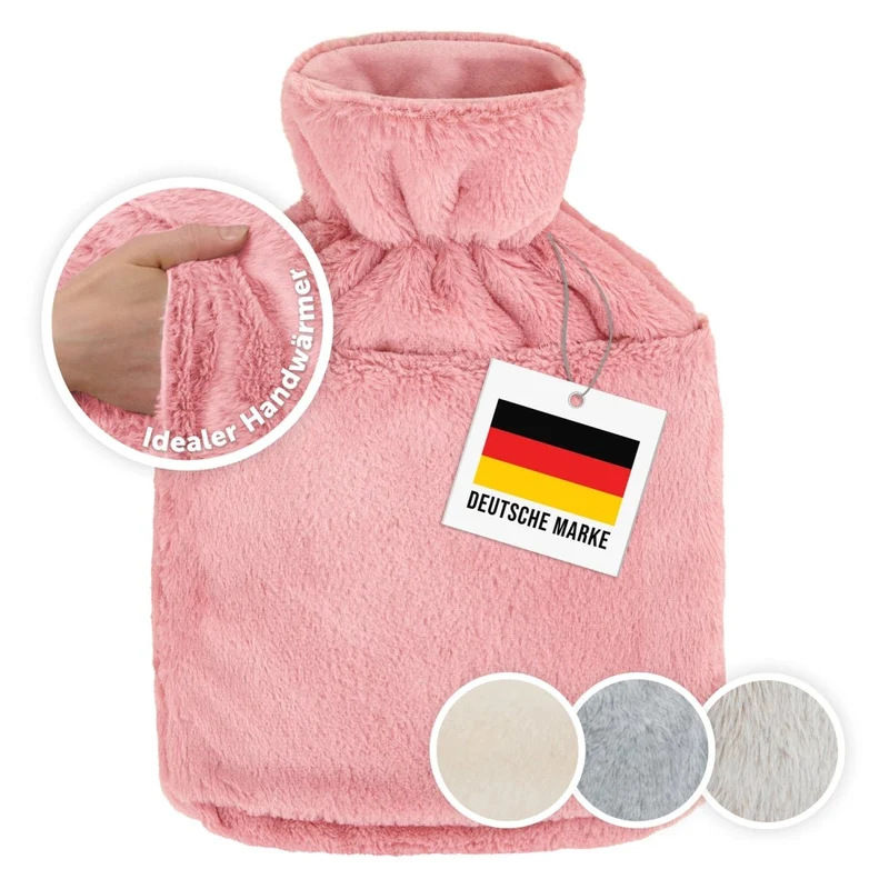 WÄRMEFLASCHE mit Bezug & Tasche aus weichem Kunstfell