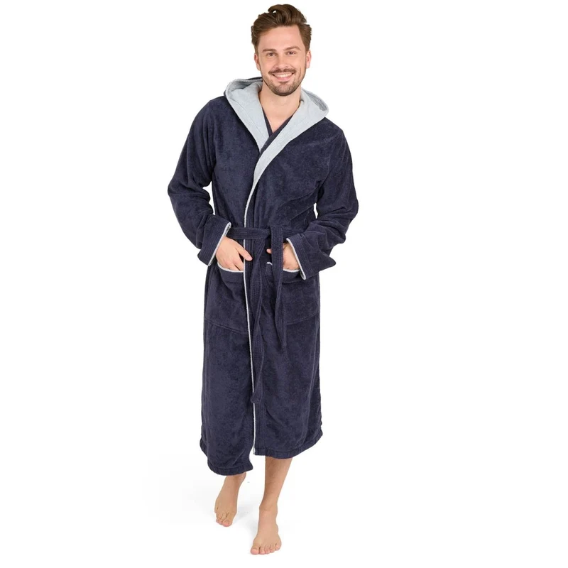 BADEMANTEL - Herren, aus samtiges Frottee Velours Oeko-TEX Zertifiziert
