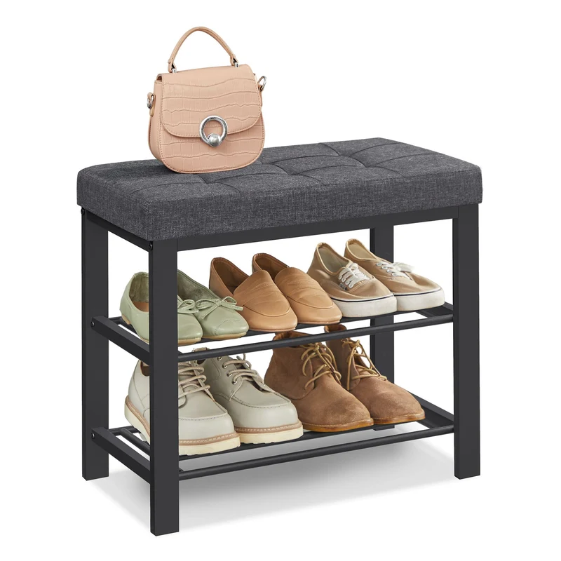 Schuhbank mit Ebenen Leinenpolsterung und Metallrahmen