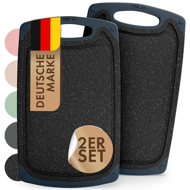 SCHNEIDEBRETT aus Kunststoff mit Saftrillen + Set & Farben