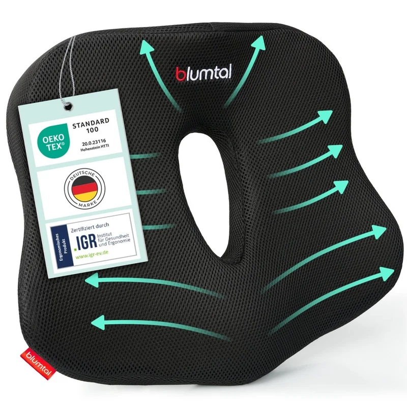 SITZKISSEN BÜROSTUHL – Ergonomisches Keilkissen Schwarz