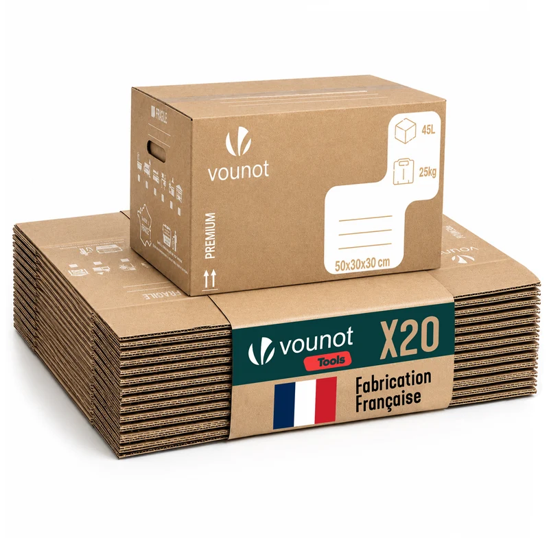 Umzugskartons 20 Stück, stabile Bücherkartons bis 25 kg 50 x 30 x 30 cm, 45 L