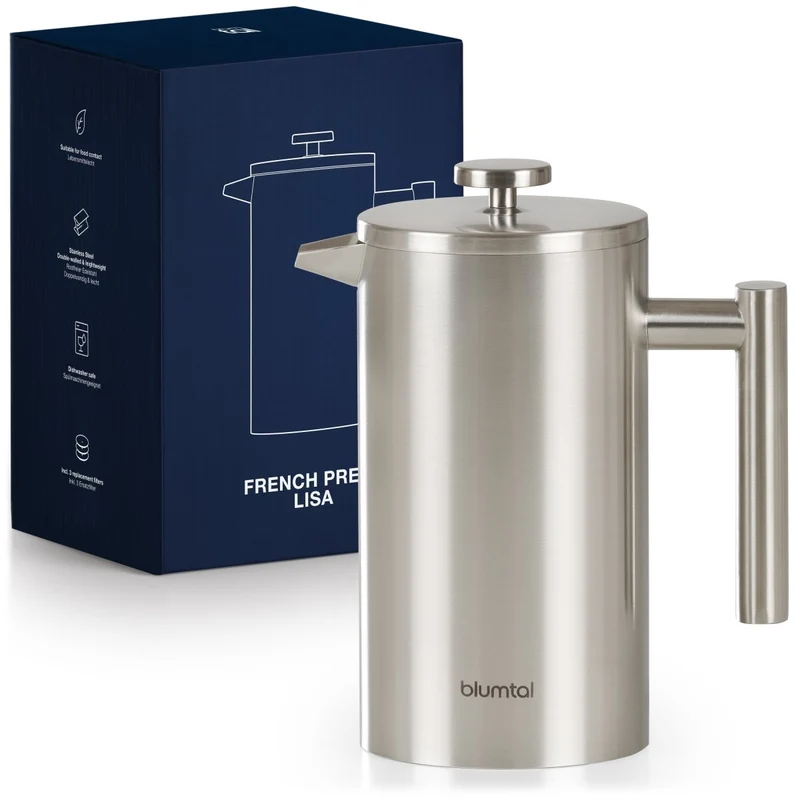 FRENCH PRESS - aus Edelstahl, inkl. Ersatzfilter