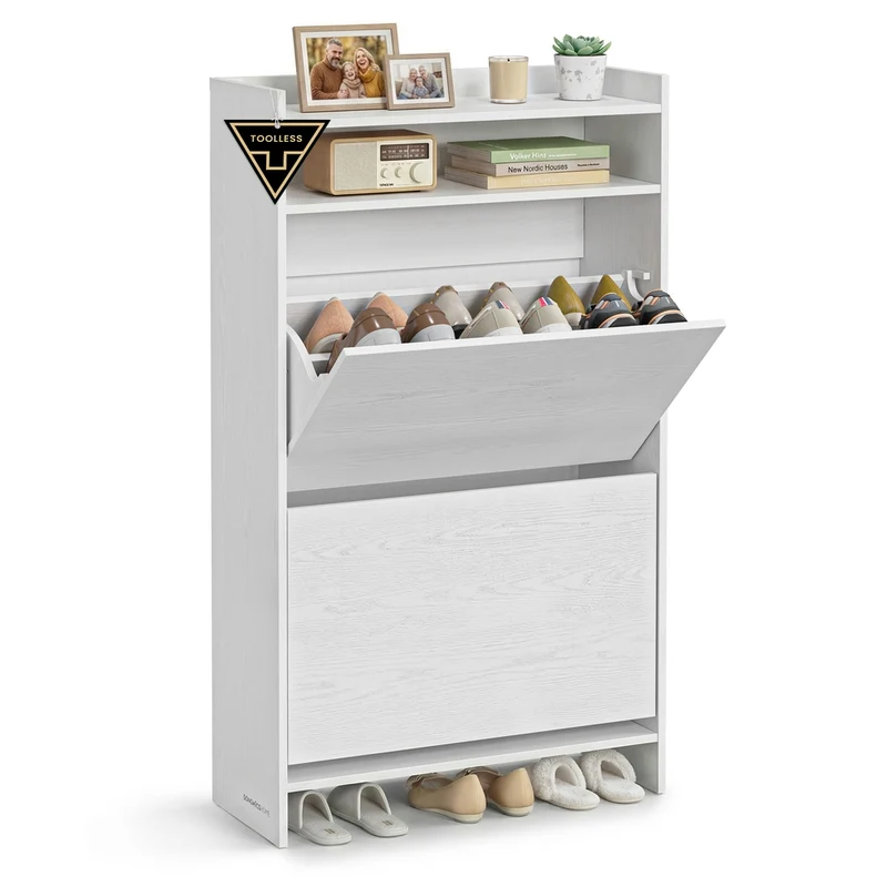Schuhschrank mit Klappen und werkzeugloser Montage