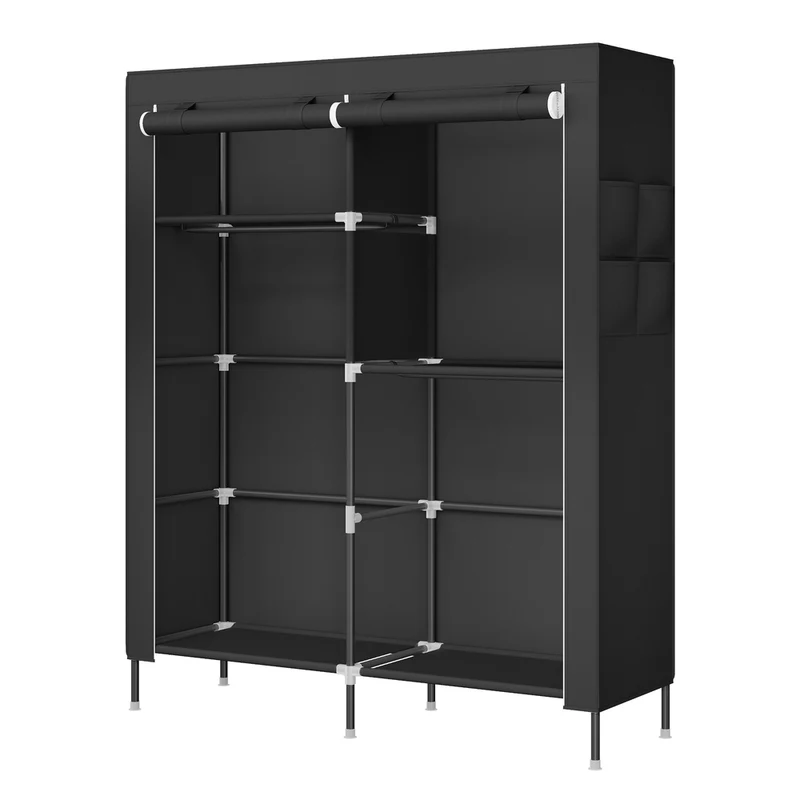 Stoffkleiderschrank mit Kleiderstange und praktischen Ablagen