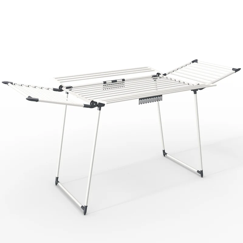 Klappbar Wäscheständer Flügelwäscheständer mit Wäscheklammern, 175 x 92 x 106 cm, Weiß