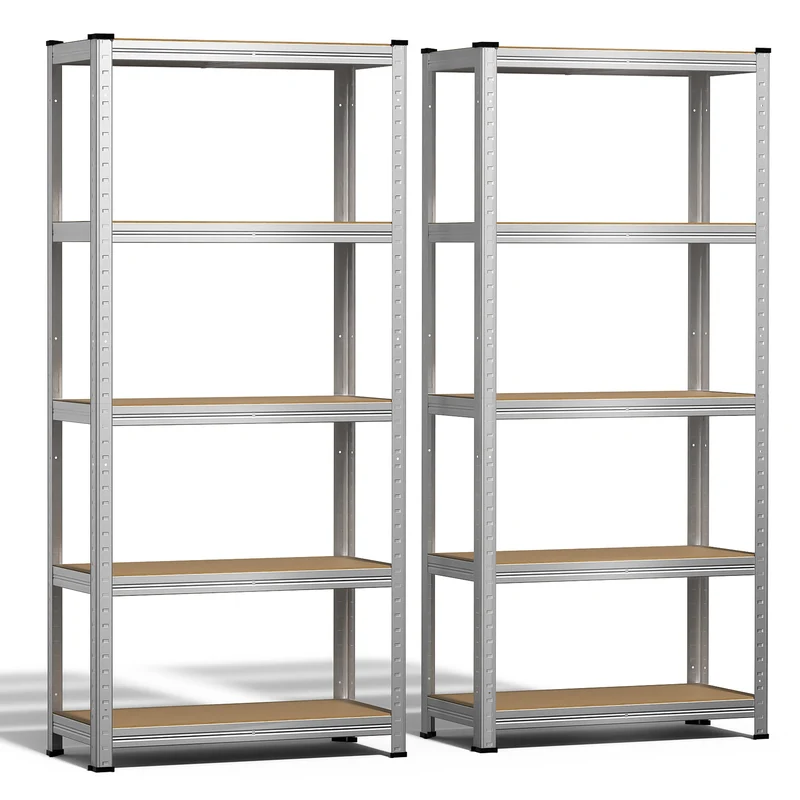 5-stufiges Schwerlastregal 2er Set, Regal Lagerregal Kellerregal 150x70x30cm