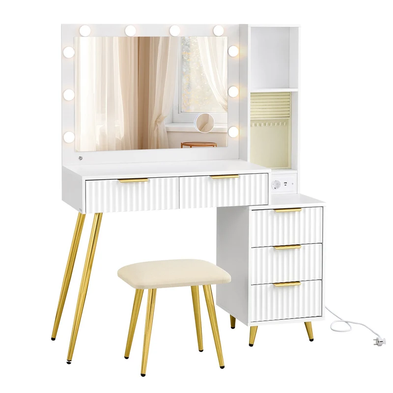 Schminktisch mit Hocker und Spiegel
