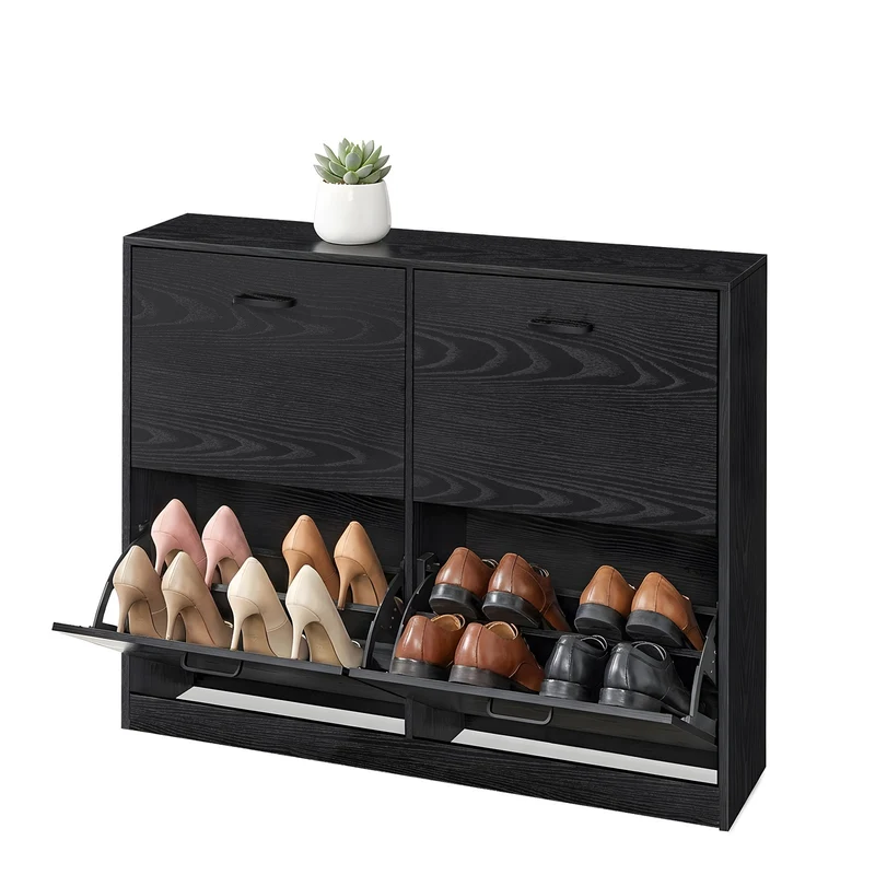 Schuhschrank mit vier Klappen und verstellbarer Trennwand für Flur