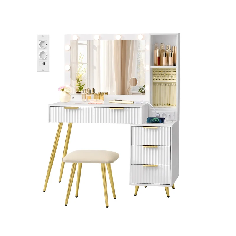 Schminktisch mit Hocker und Spiegel